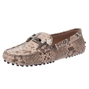 Tod's Women's Python Gommino Loafers Light Pink Size EU 36